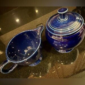Fiesta Individual Sugar Bowl & Ring Handled Creamer Set
